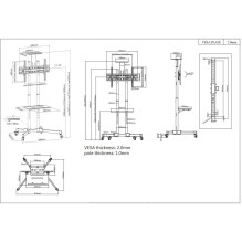 TV Mount - Manhattan Cart 1 Screen 37-65' VESA 200x200-600x400 Max. 40kg Black
