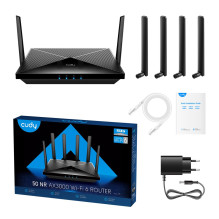 Wireless Router - Cudy P5 Gigabit Ethernet Dual-band 5G 2402 Mbit/s 6 Antennas 4 LAN Ports Black Wireless Router - Cudy P5 Gigabit Ethernet Dual-band 5G 2402 Mbit/s 6 Antennas 4 LAN Ports Black