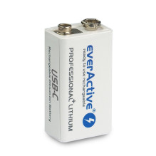 Akumuliatorius - EverActive 6F22 / 9V Ličio Jonų 550 mAh USB-C