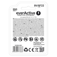 Akumuliatorius - EverActive 6F22 / 9V Ličio Jonų 550 mAh USB-C