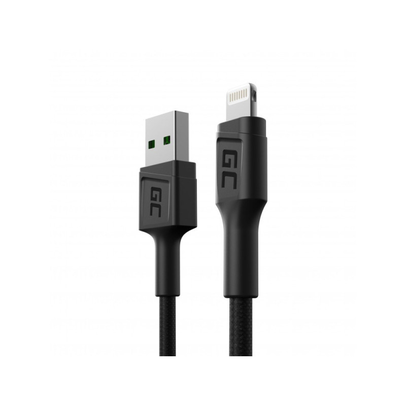 Kabelis - Green Cell KABGC24 0,3 m USB A į Lightning juodas