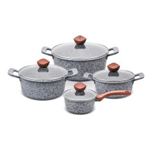 Cookware Set - PROMIS GRANITE 4 Pieces With Brown Handles