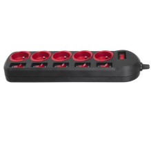 Extension Cord - Maclean MCE204 5 AC Outlets 1.5m Indoor Black, Red Extension Cord - Maclean MCE204 5 AC Outlets 1.5m Indoor Black, Red