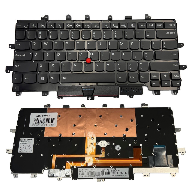 Klaviatūra LENOVO X1 Carbon Gen 4, su apšvietimu, su trackpoint, US