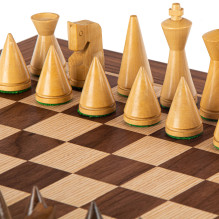 Walnut Chess Set 40x40cm With Modern Style Pieces Manopoulos