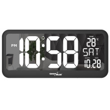 Digital Clock - Large Wall Clock with LCD Display and Temperature Sensor 37x17cm, Battery Operated Digital Clock - Large Wall Clock with LCD Display and Temperature Sensor 37x17cm, Battery Operated