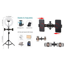 LED Ring Light - 26cm with 1.1m Stand, 3 Phone Holders, USB Powered LED Ring Light - 26cm with 1.1m Stand, 3 Phone Holders, USB Powered