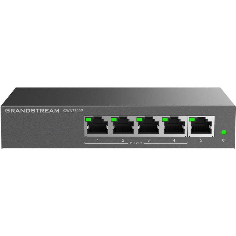 Komutatorius - Grandstream GWN 7700P 5xGbE, 4xPoE Juodas