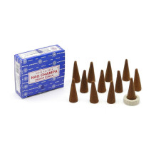Scented Incense Cones - Nagchampa 12 Cones with Burner Holder