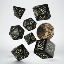 Game Dice Set - The Witcher Ciri Zireael 7 Dice and Coins Black / Meadow