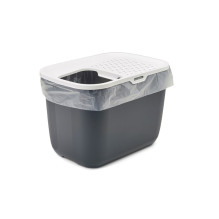 Cat Litter Box - SAVIC HOP With White Lid 58.5x39x39.5 cm Anthracite color Cat Litter Box - SAVIC HOP With White Lid 58.5x39x39.5 cm Anthracite color