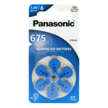 Hearing Aid Battery - Panasonic 675 PR44 Zinc-Air 1.45V 60 pcs.