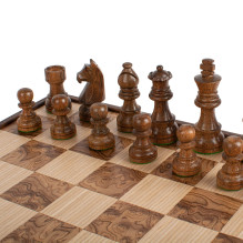 Chess Set - Manopoulos Walnut 35x35cm Staunton Pieces 7.6cm Height Chess Set - Manopoulos Walnut 35x35cm Staunton Pieces 7.6cm Height