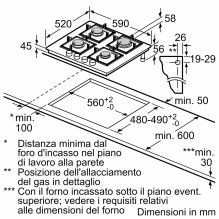Gas Stove - Bosch Serie 4 PNP6B6K40 4 Zones 7500W Glass Top Cast Iron Gas Stove - Bosch Serie 4 PNP6B6K40 4 Zones 7500W Glass Top Cast Iron