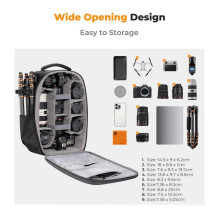 Camera Backpack - KF Concept Nature Wander 22L, Holds Camera, Lens, Laptop 15.6' Black