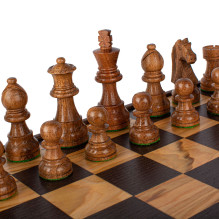 Chess Set - Manopoulos Olive Plywood 35x35cm Staunton Pieces 7.6cm King Chess Set - Manopoulos Olive Plywood 35x35cm Staunton Pieces 7.6cm King