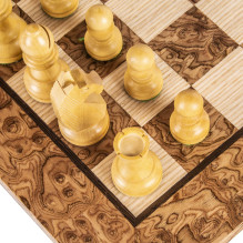 Chess Set - Manopoulos Walnut and Oak 40x40cm Staunton Pieces 7.7cm King