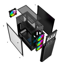 Kompiuterio Korpusas - Gembird CCC-FC-400X Midi Tower ARGB ATX Aušinimas Juodas Kompiuterio Korpusas - Gembird CCC-FC-400X Midi Tower ARGB ATX Aušinimas Juodas