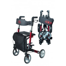 Mobility Aid - Aluminum Walker AT51006 with 4 Wheels, Adjustable Height, 136 kg, Red Mobility Aid - Aluminum Walker AT51006 with 4 Wheels, Adjustable Height, 136 kg, Red