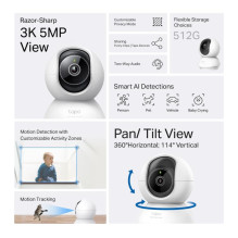 IP Kameros - TP-Link Tapo C230 2880x1620, Naktinis Matymas, Alexa / Google Asistentas
