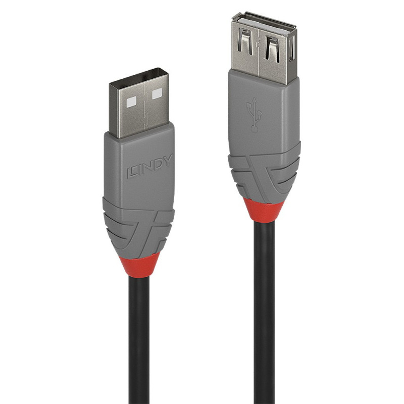 USB Prailginimo Laidas - LINDY Anthra Line USB 2.0 Type M / F Laidas, 3 m, Juodas