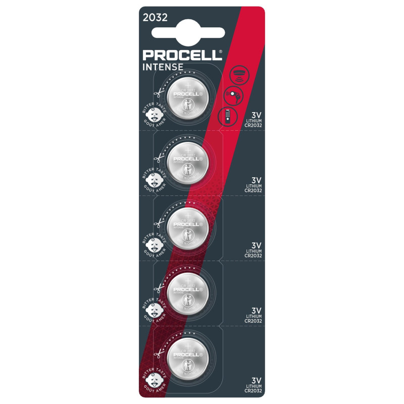 Battery - Procell Intense CR2032 3V Lithium Coin Cell 5 Pack.