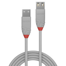 USB Extension Cable - LINDY Anthra Line USB 2.0 Type M / F Cable, 1 m, Grey