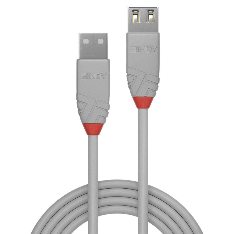 USB Extension Cable - LINDY Anthra Line USB 2.0 Type M / F Cable, 3 m, Grey