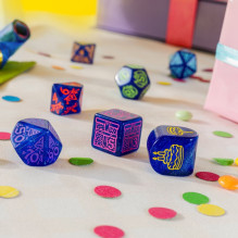 Game Dice Set - Q-WORKSHOP Happy Birthday Ribbons 7 Plastic Dice Blue Game Dice Set - Q-WORKSHOP Happy Birthday Ribbons 7 Plastic Dice Blue