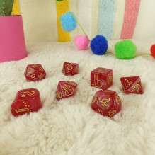 Dice Set - Q-WORKSHOP Llama Dice 7 Dice Plastic Gold Notes Raspberry Dice Set - Q-WORKSHOP Llama Dice 7 Dice Plastic Gold Notes Raspberry
