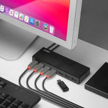 USB Hub - LINDY 7 Port USB 3.0 Hub, BC 1.2 Charging, Black USB Hub - LINDY 7 Port USB 3.0 Hub, BC 1.2 Charging, Black