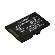Memory Card - Kingston 512GB microSDXC Canvas Select Plus Gen3 150MB/s A1 Memory Card - Kingston 512GB microSDXC Canvas Select Plus Gen3 150MB/s A1
