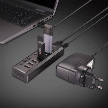 USB Hub - LINDY 4 Prievadų USB 3.0 Hub su 3 Greito Įkrovimo 3.0 Prievadais USB Hub - LINDY 4 Prievadų USB 3.0 Hub su 3 Greito Įkrovimo 3.0 Prievadais