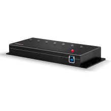 USB Hub - LINDY 7 Prievadų USB 3.0 Metalinis Hub, 5 Gbps, Juodas USB Hub - LINDY 7 Prievadų USB 3.0 Metalinis Hub, 5 Gbps, Juodas