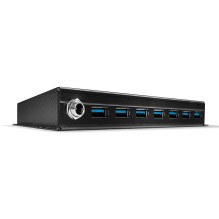 USB Hub - LINDY 7 Prievadų USB 3.0 Metalinis Hub, 5 Gbps, Juodas USB Hub - LINDY 7 Prievadų USB 3.0 Metalinis Hub, 5 Gbps, Juodas