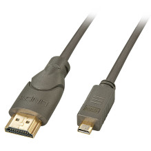 HDMI Cable - LINDY High Speed Micro HDMI to HDMI, 4K, 0.5m, Grey