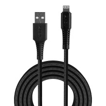 USB kabelis - LINDY Sustiprintas USB Type A į Lightning Laidas, C89, M / F, 480Mbps, 3 m, Juodas