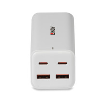 USB Įkroviklis - LINDY 100W 4 Prievadų GaN Įkroviklis su 2x USB Type C ir 2x Type A Prievadai, Baltas USB Įkroviklis - LINDY 100W 4 Prievadų GaN Įkroviklis su 2x USB Type C ir 2x Type A Prievadai, Baltas