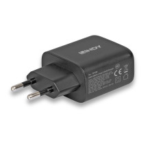 Įkroviklis - LINDY USB 2 x Type C GaN Įkroviklis, 65W, Juodas Įkroviklis - LINDY USB 2 x Type C GaN Įkroviklis, 65W, Juodas