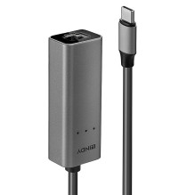 Tinklo Adapteris - LINDY USB 3.2 Type C į 2.5G Ethernet Konverteris, 5 Gbps, Sidabrinis Tinklo Adapteris - LINDY USB 3.2 Type C į 2.5G Ethernet Konverteris, 5 Gbps, Sidabrinis