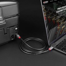 USB kabelis - LINDY Anthra Line USB 2.0 Type C į B Laidas, M / M, 1 m, Juodas