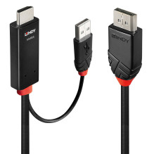Adapter - LINDY HDMI to DisplayPort Adapter Cable, 4K60Hz, 3 m, Black Adapter - LINDY HDMI to DisplayPort Adapter Cable, 4K60Hz, 3 m, Black