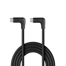USB kabelis - LINDY USB 3.2 Type C Laidas, M / M, 10Gbps, 60W PD, 90° Kampas, 0.5 m, Juodas
