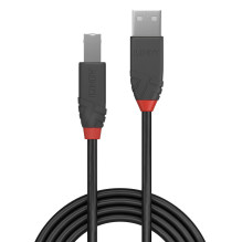 USB kabelis - LINDY Anthra Line USB 2.0 Type A į B Laidas, 3 m, Juodas USB kabelis - LINDY Anthra Line USB 2.0 Type A į B Laidas, 3 m, Juodas