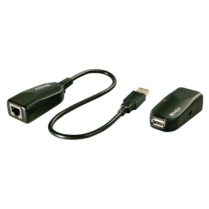 USB Extension - LINDY USB 2.0 Cat.6 Extension, 480Mbps, 50 m, Black
