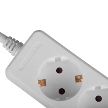 Extension Cord - LINDY 3 Socket Schuko Extension Cord, 3500W, 250VAC, 1.4 m, White