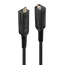 HDMI Cable - LINDY Fiber Optic Hybrid Micro-HDMI 4K60 Cable, 18Gbps, Rugged Micro-HDMI, HDMI, DVI, 70m, Black