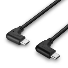 USB kabelis - LINDY USB 2.0 Type C Laidas, M / M, 60W PD, 90° Dešinysis Kampas, 1 m, Juodas