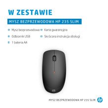 Belaidė Pelė - HP 235 Slim 1600 DPI 2.4 GHz Belaidis, Baterijos Gyvavimo Trukmė 18 Mėnesių Belaidė Pelė - HP 235 Slim 1600 DPI 2.4 GHz Belaidis, Baterijos Gyvavimo Trukmė 18 Mėnesių