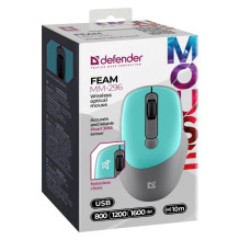 Computer Mouse - Defender MOUSE DEFENDER FEAM MM-296 1600 DPI Wireless Silent Mint Computer Mouse - Defender MOUSE DEFENDER FEAM MM-296 1600 DPI Wireless Silent Mint